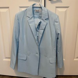 Two Piece Blue Blazer Suit